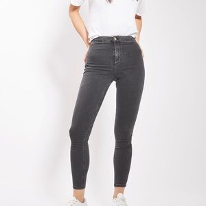 Topshop High Rise Joni Moto Gray Skinny Jeans